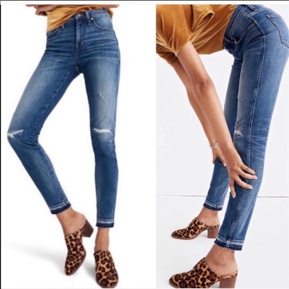 MADEWELL 9” High Rise Skinny Jean NWT 25 Raw Hem Distressed Slit Knee - Picture 11 of 11